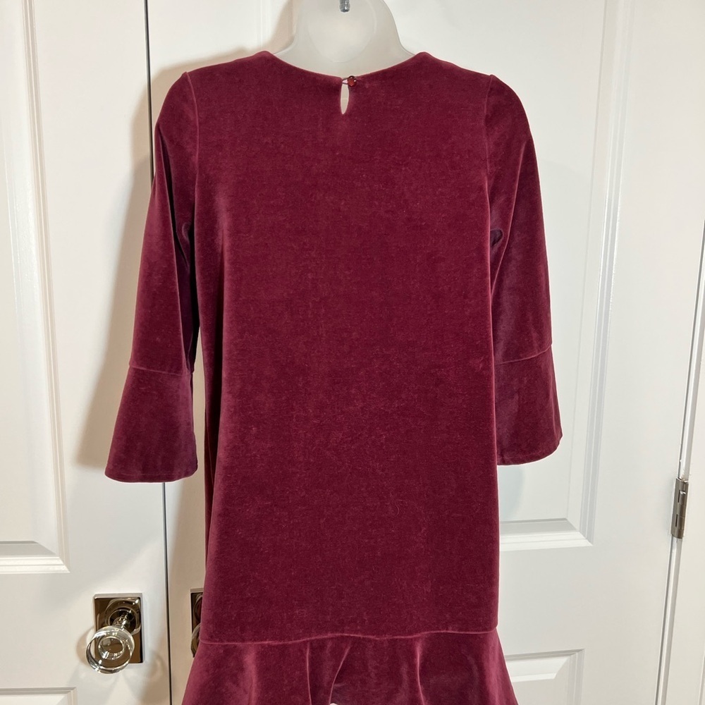 Garnet Hill Burgundy Velvet Dress Girls Size 14 Organic Dress - Picture 4 of 6